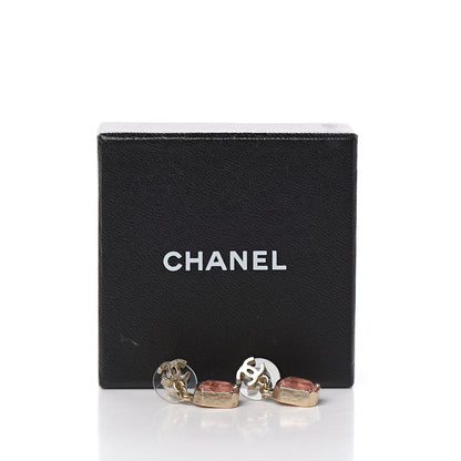 Chanel Crystal CC Drop Earrings Pink Gold 5 of 5