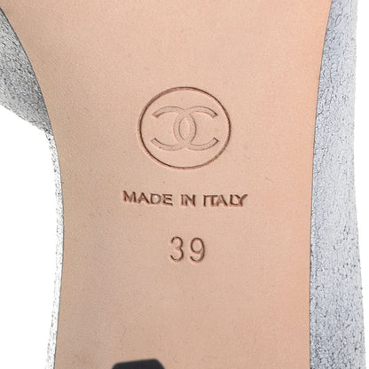 Chanel Metallic Leather Camellia Pumps 39 Silver 6 of 7