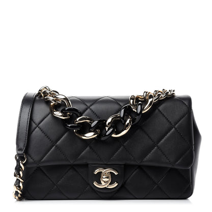 Chanel Lambskin Quilted Resin Bi-Color Chain Flap Bag Black 1 of 11