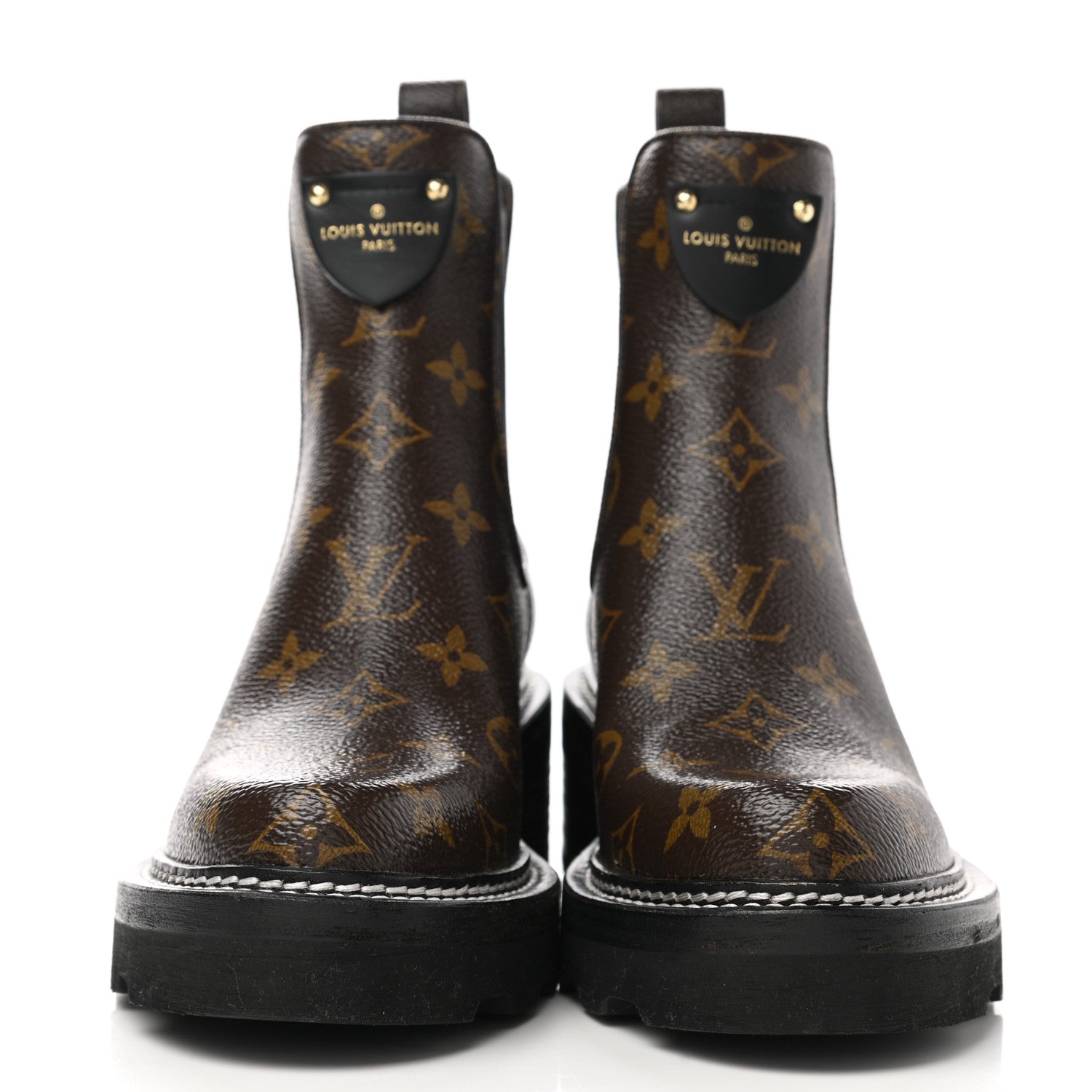 Louis Vuitton Patent Monogram LV Beaubourg Ankle Boots 35 Black 2 of 9