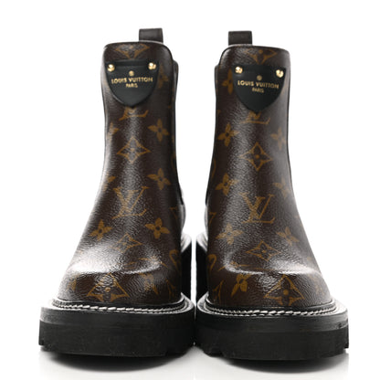 Louis Vuitton Patent Monogram LV Beaubourg Ankle Boots 35 Black 2 of 9