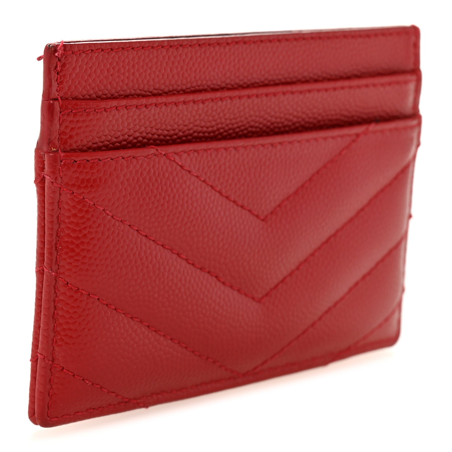 Grain De Poudre Matelasse Chevron Monogram Credit Card Case New Red
