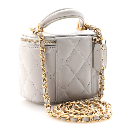 Chanel Lambskin Quilted Top Handle Mini Vanity Case With Chain Grey 3 of 11