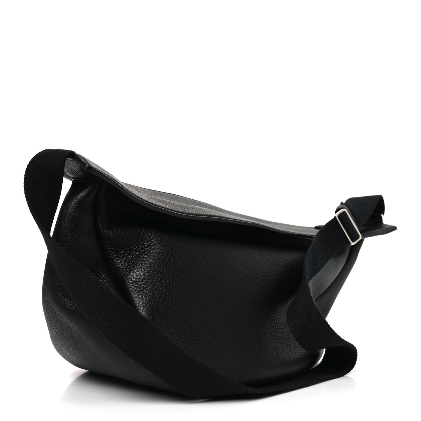 Grained Calfskin Large Slouchy Banana Bag Black