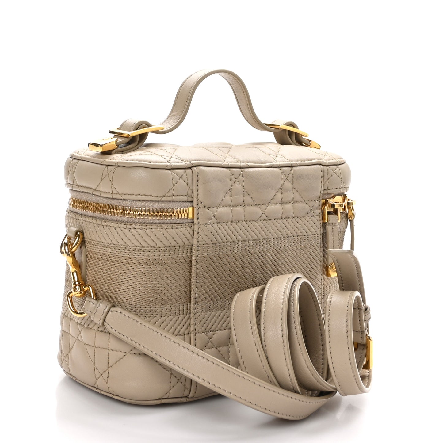 Lambskin Cannage Small Diortravel Vanity Case Light Beige
