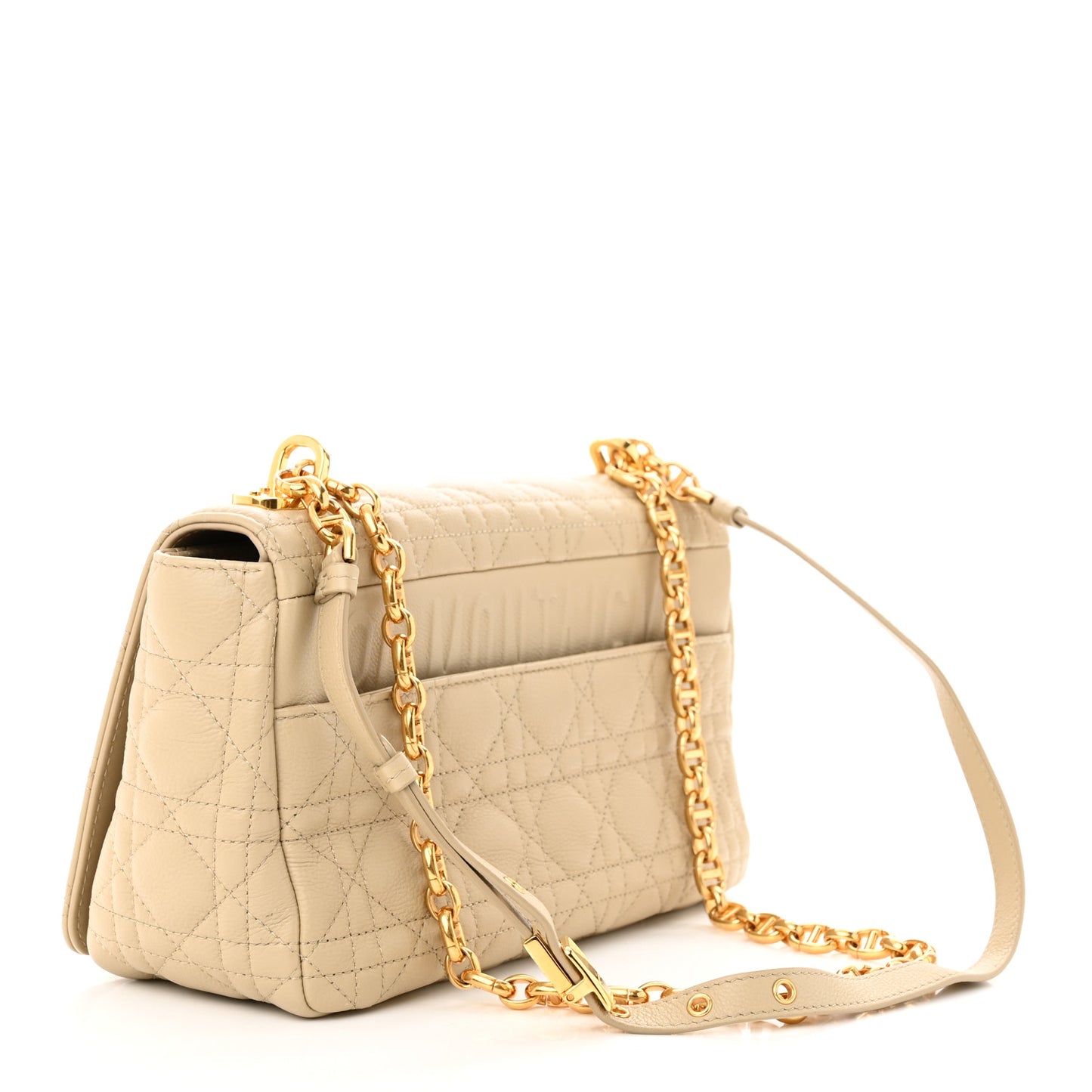 Supple Calfskin Cannage Medium Caro Bag Beige