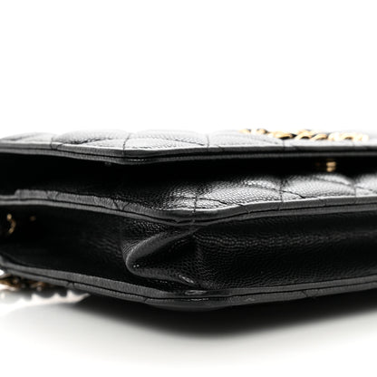 Chanel Caviar Quilted French New Wave Chain CC Wallet On Chain WOC Black 9 of 10