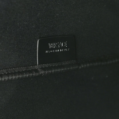 Versace Coated Canvas Calfskin La Greca Medusa Music Signature Shopper Tote Bag Black Khaki Multicolor 6 of 9