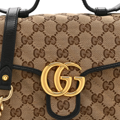 Gucci Monogram Azalea Calfskin Matelasse Diagonal Mini GG Marmont Top Handle Shoulder Bag Beige Ebony Black 9 of 11