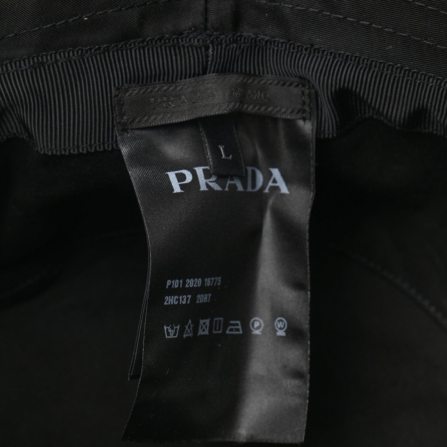 Prada Re-Nylon Rubber Logo Mens Bucket Hat L Black 7 of 7