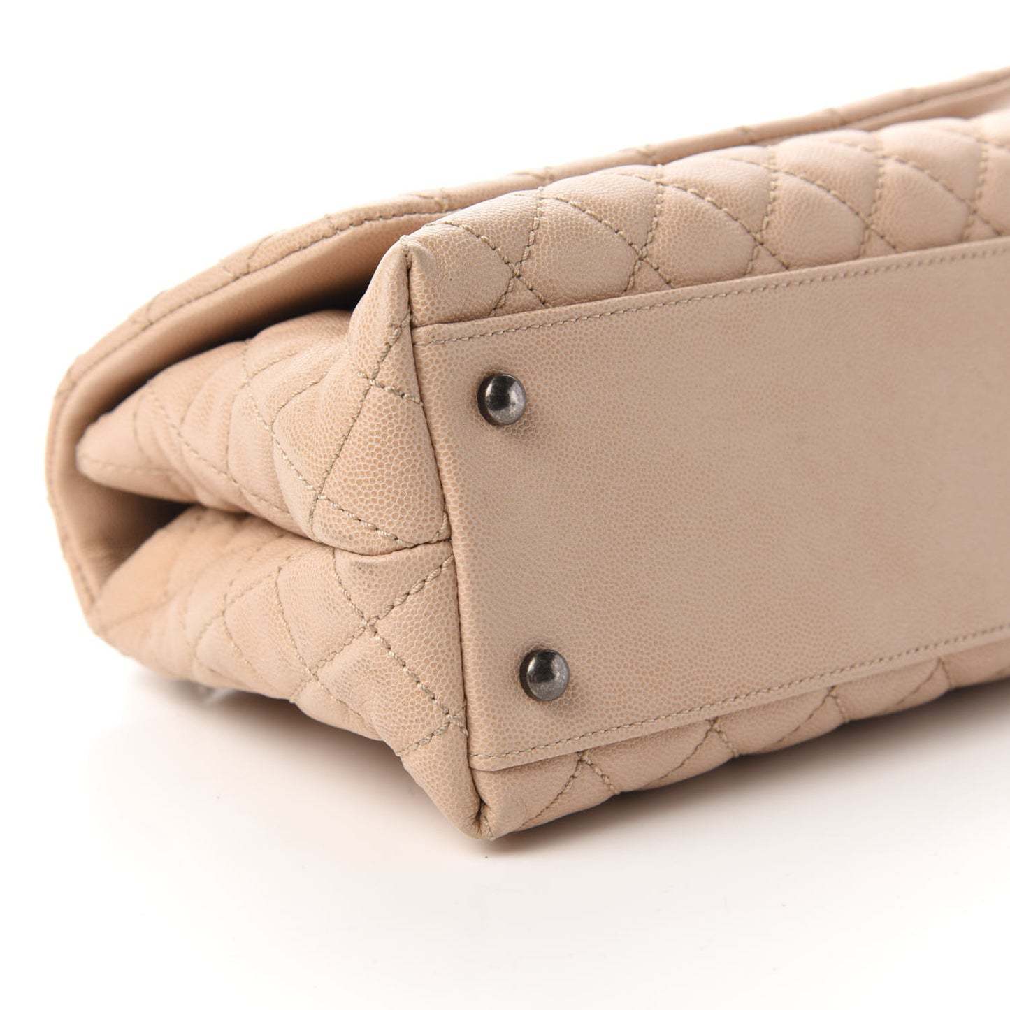 Caviar Quilted Small Coco Handle Flap Light Beige