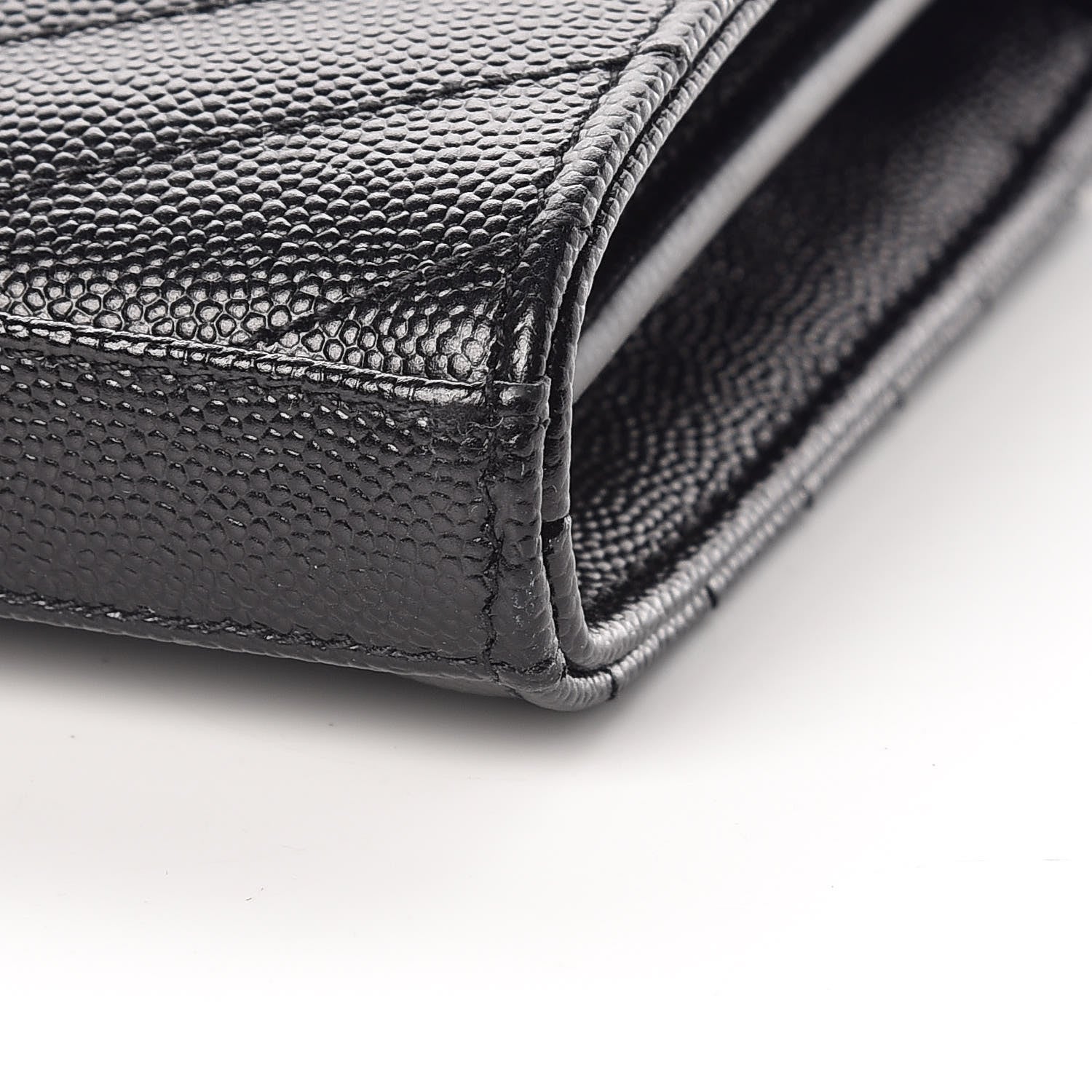 Saint Laurent Grain De Poudre Matelasse Chevron Monogram Chain Wallet Black 8 of 8
