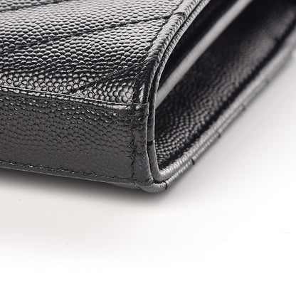 Saint Laurent Grain De Poudre Matelasse Chevron Monogram Chain Wallet Black 8 of 8