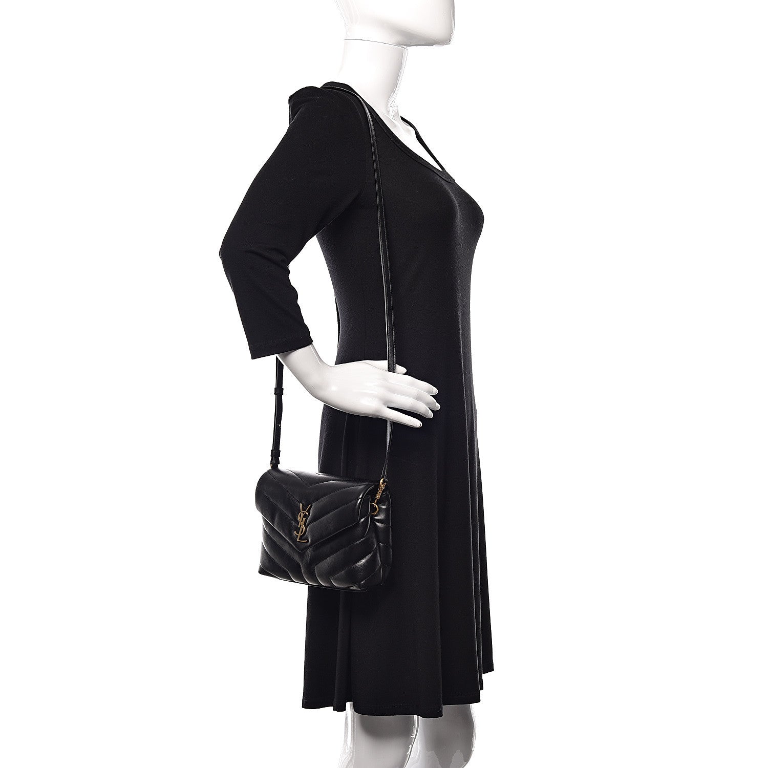 Saint Laurent Calfskin Y Quilted Monogram Toy Loulou Crossbody Bag Black 2 of 11
