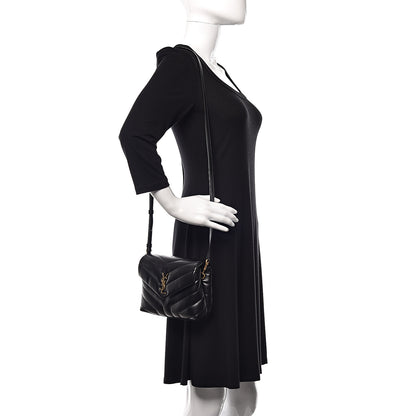 Saint Laurent Calfskin Y Quilted Monogram Toy Loulou Crossbody Bag Black 2 of 11