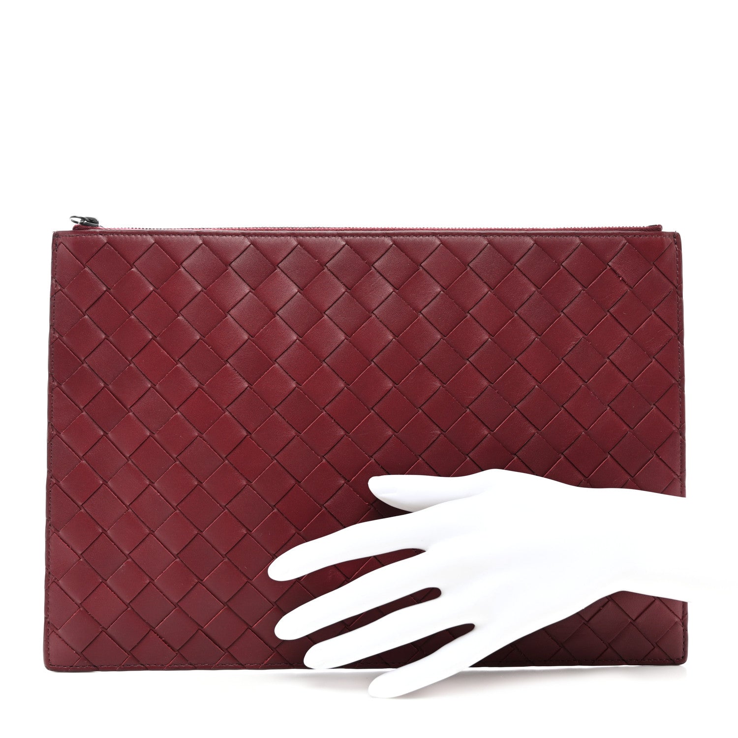 Bottega Veneta Nappa Intrecciato Wristlet Zip Pouch Bordeaux 2 of 6