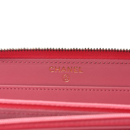Chanel Caviar Quilted Large Gusset Zip Around Wallet Dark Pink 6 of 8