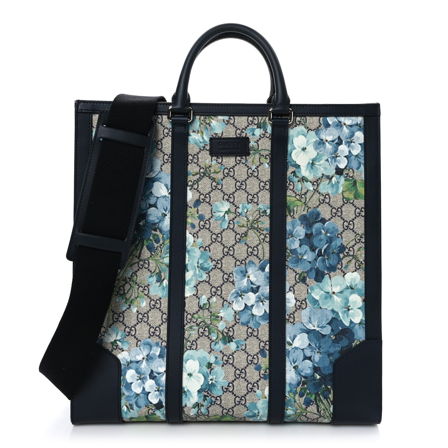 GG Supreme Monogram Blooms Vertical Tote Blue