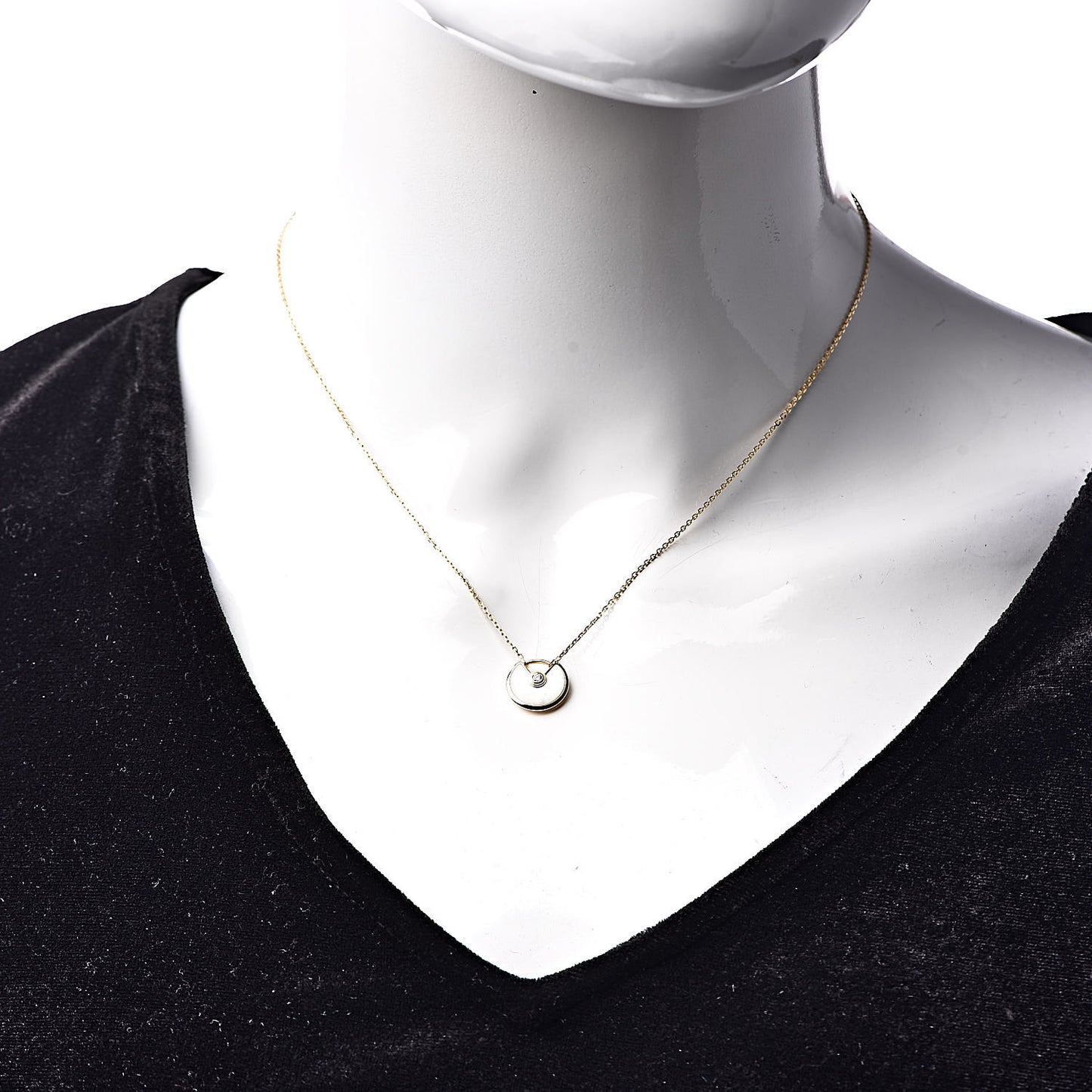 18K Yellow Gold Diamond Mother of Pearl XS Amulette de Cartier Pendant Necklace