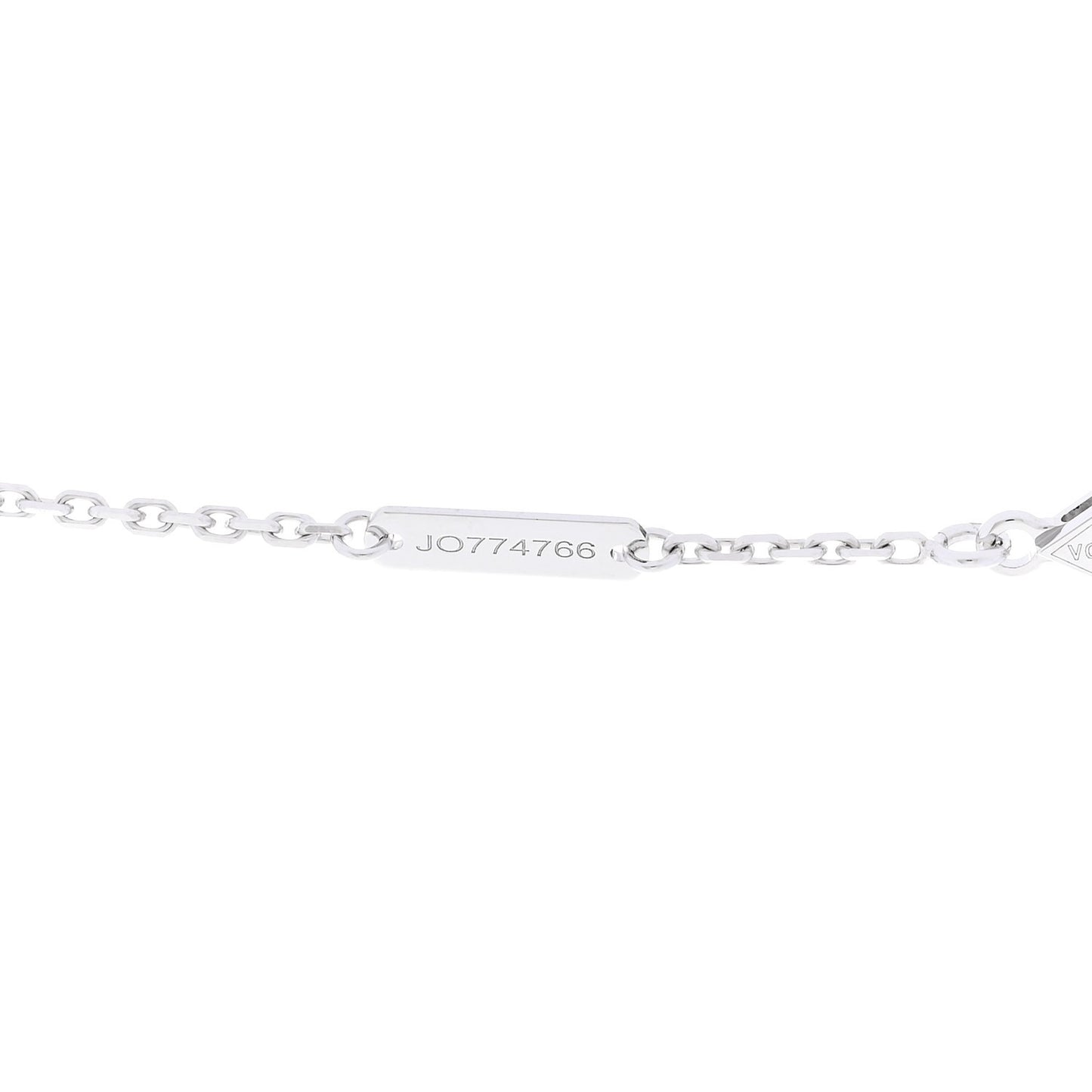 18K White Gold Guilloche Vintage Alhambra Pendant Necklace