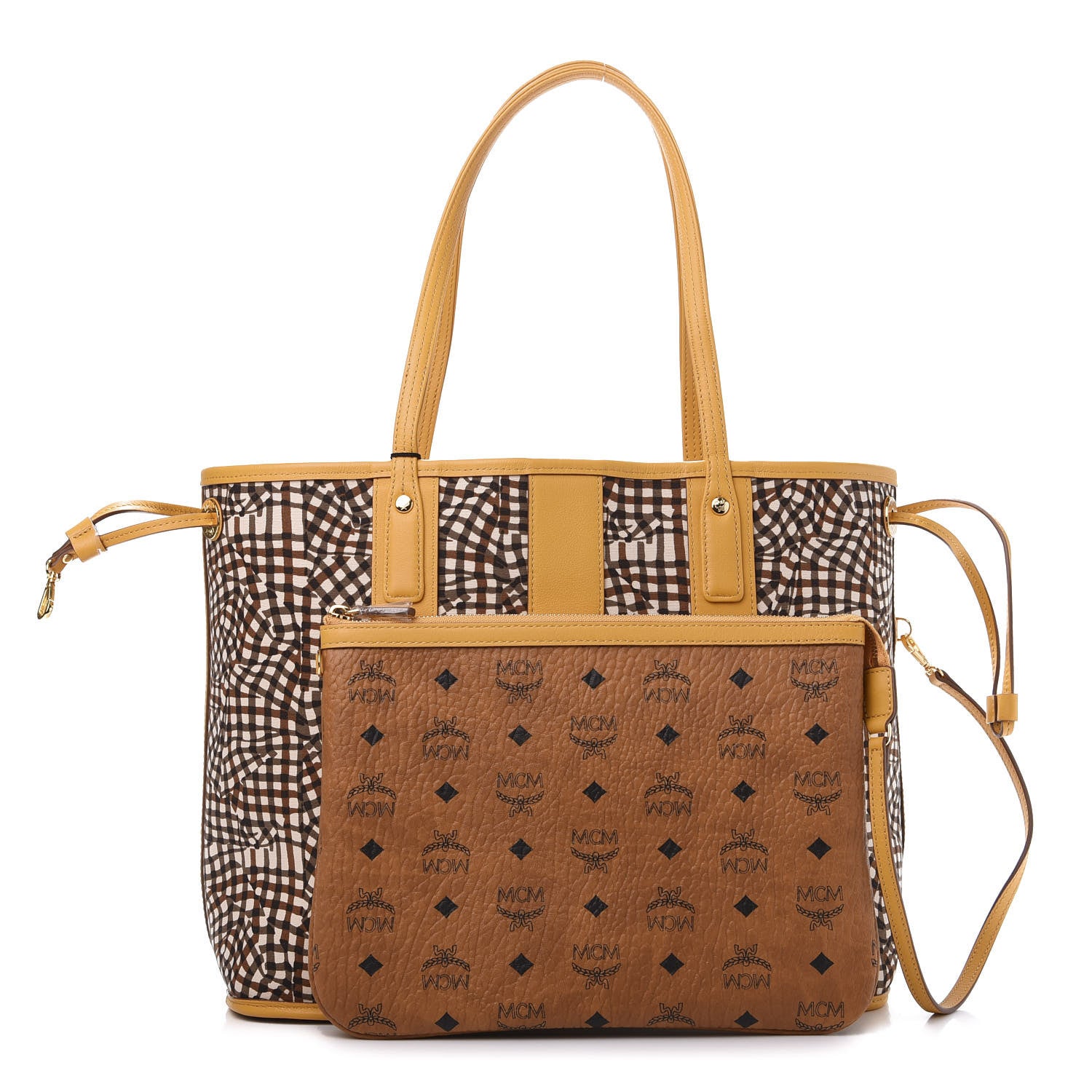 MCM Visetos Medium Liz Reversible Shopper Tote Cognac Yellow 13 of 21