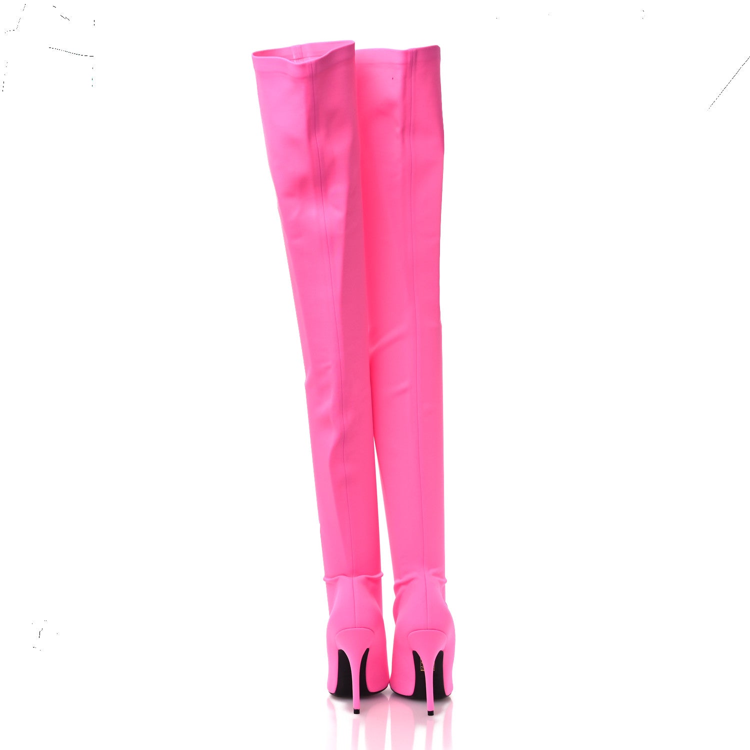 Balenciaga Matte Spandex Pointed Toe Knife 110mm Thigh High Boots 38 Fluo Pink 6 of 9
