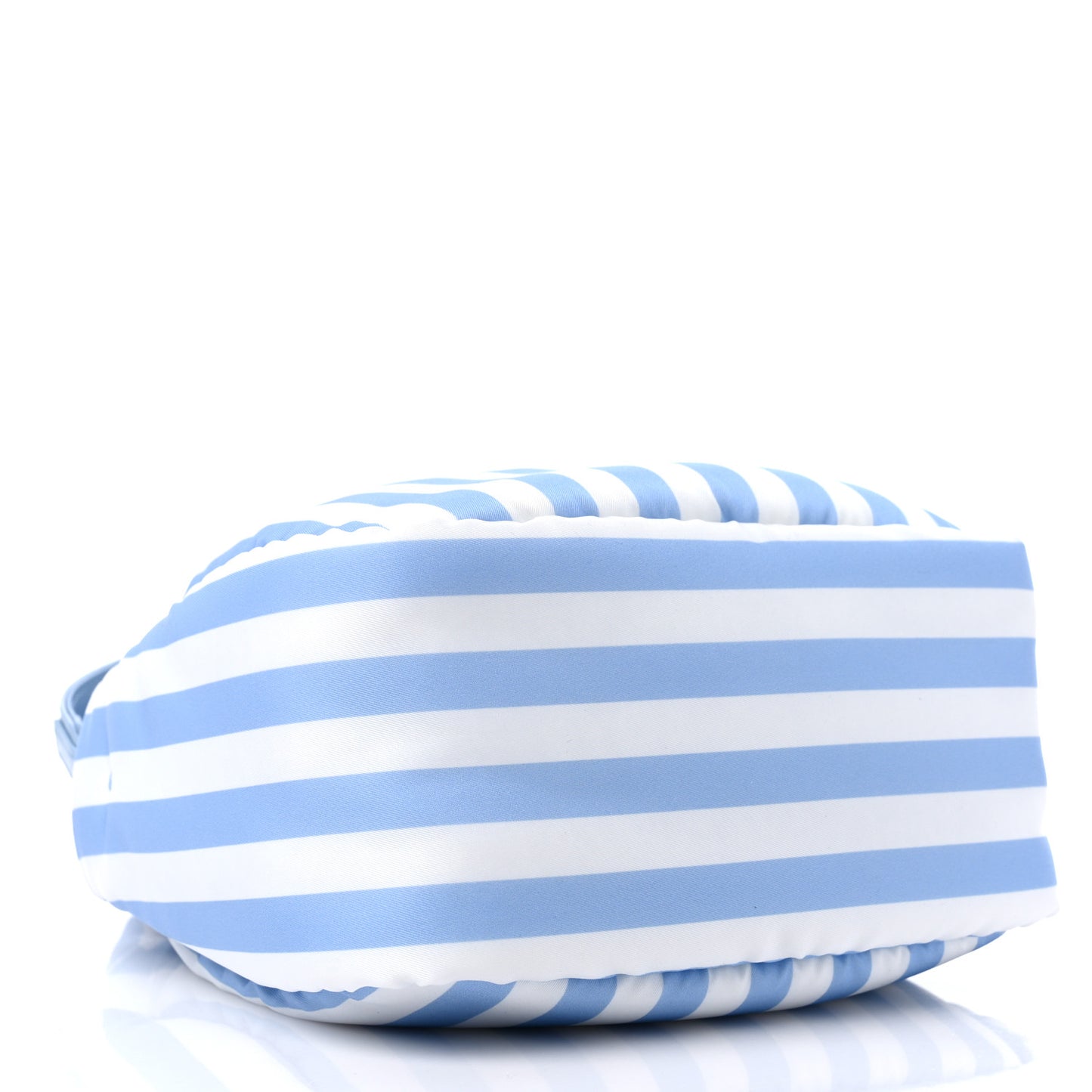 Re-Nylon Soft Padded Striped Small Double Handled Shoulder Bag Celeste