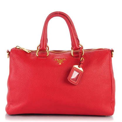 Prada Vitello Daino Top Handle Shoulder Bag Rosso 1 of 7