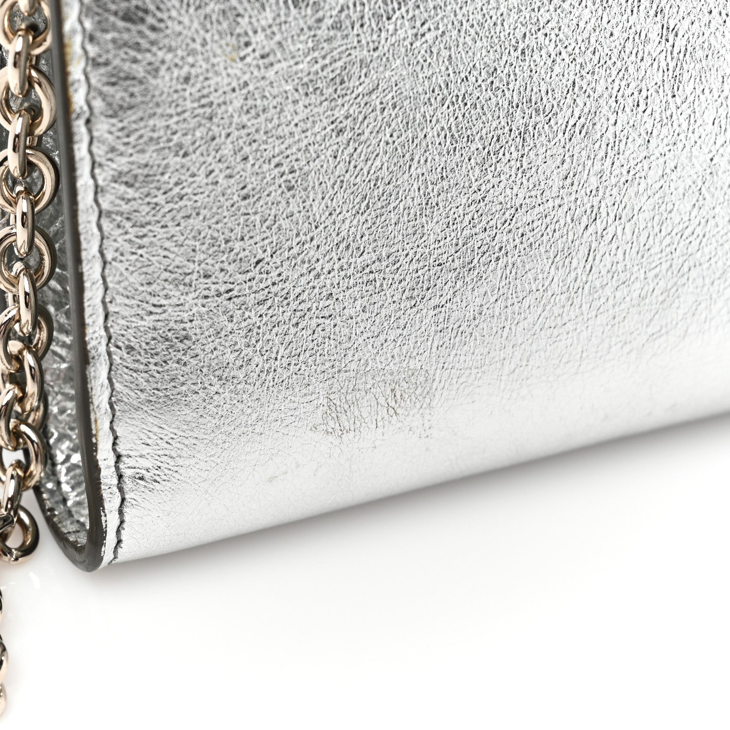 Saint Laurent Metallic Crinkled Calfskin Belle de Jour Chain Clutch Silver 9 of 9