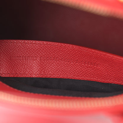 Balenciaga Signature Grained Calfskin Logo S Ville Top Handle Bag Rouge Lantern Black 7 of 15
