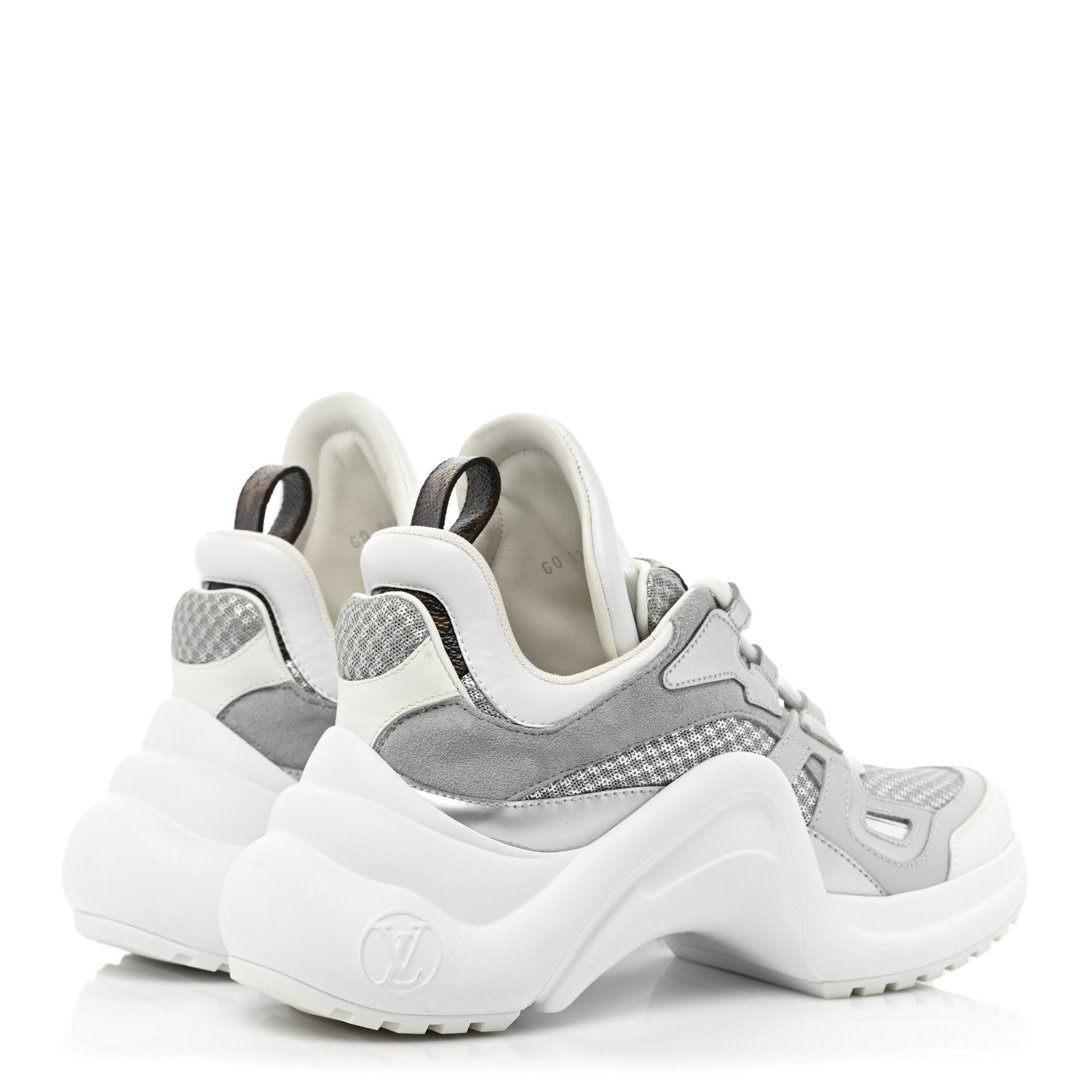Louis Vuitton Metallic Calfskin Technical Nylon LV Archlight Sneakers 36 White Silver 5 of 10