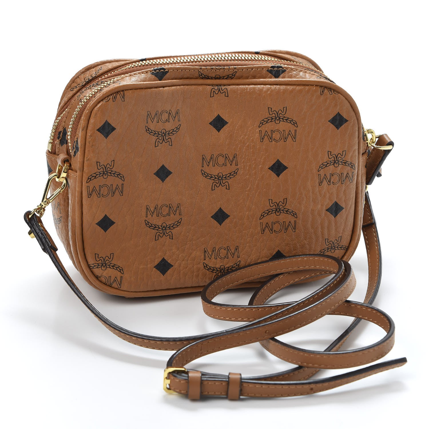 MCM Visetos Camera Crossbody Bag Cognac 2 of 9