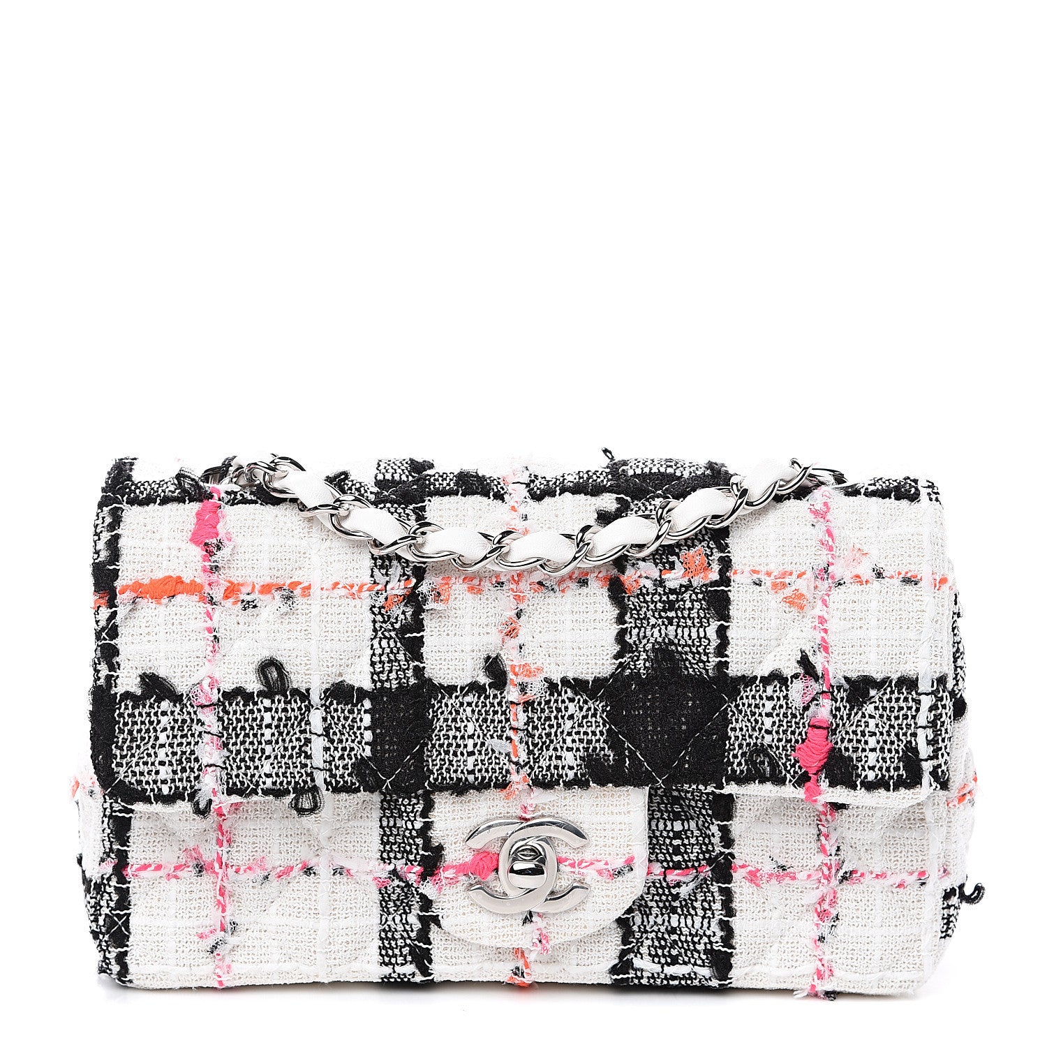 Chanel Tweed Quilted Mini Rectangular Flap Black White Pink 1 of 10