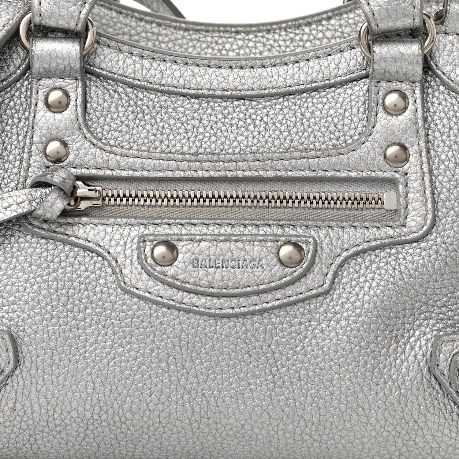 Balenciaga Metallic Grained Calfskin Neo Classic Silver Hardware Mini City Silver 8 of 15