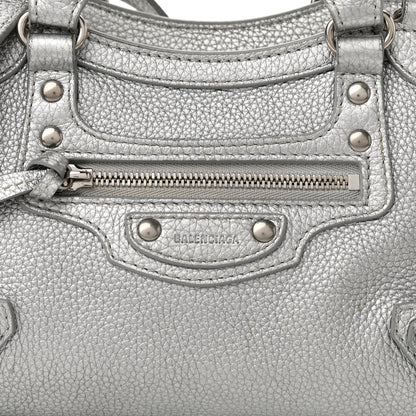 Balenciaga Metallic Grained Calfskin Neo Classic Silver Hardware Mini City Silver 8 of 15