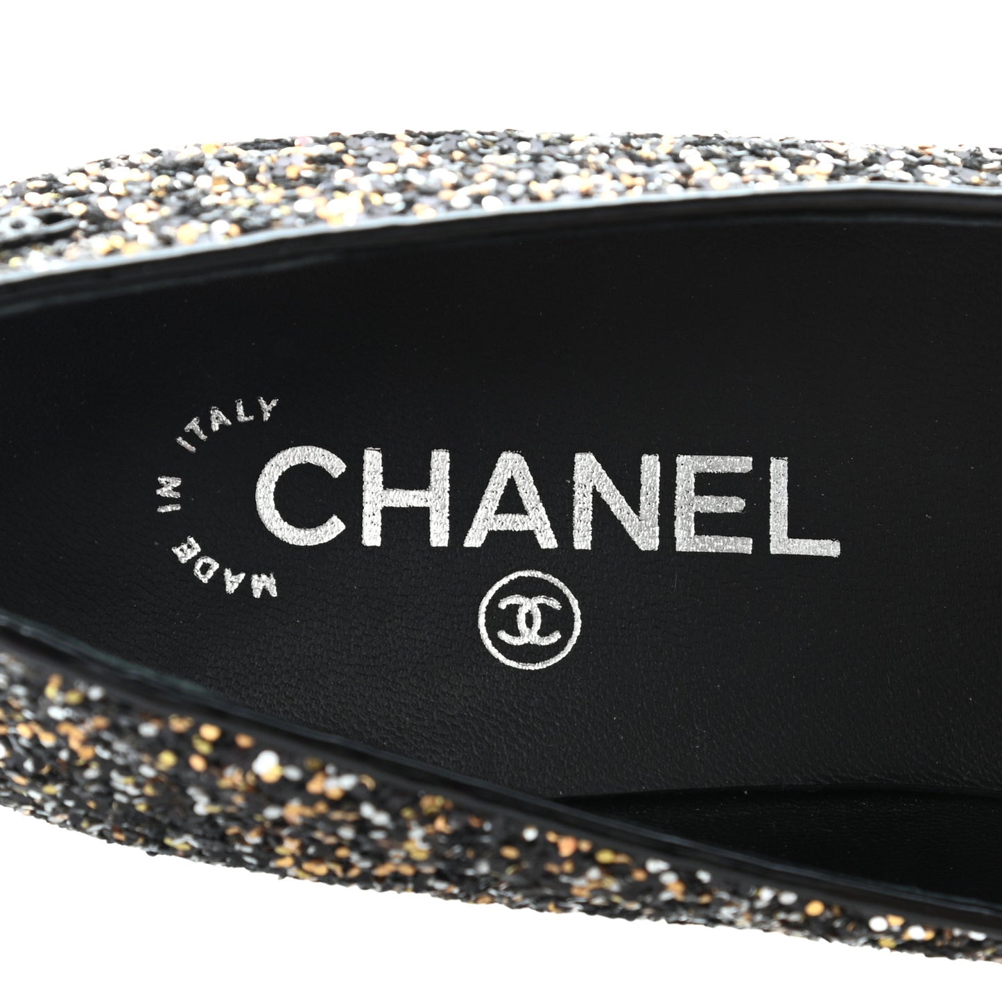 Glitter Fabric Patent Calfskin Moccasin Loafers 39 Black Bronze
