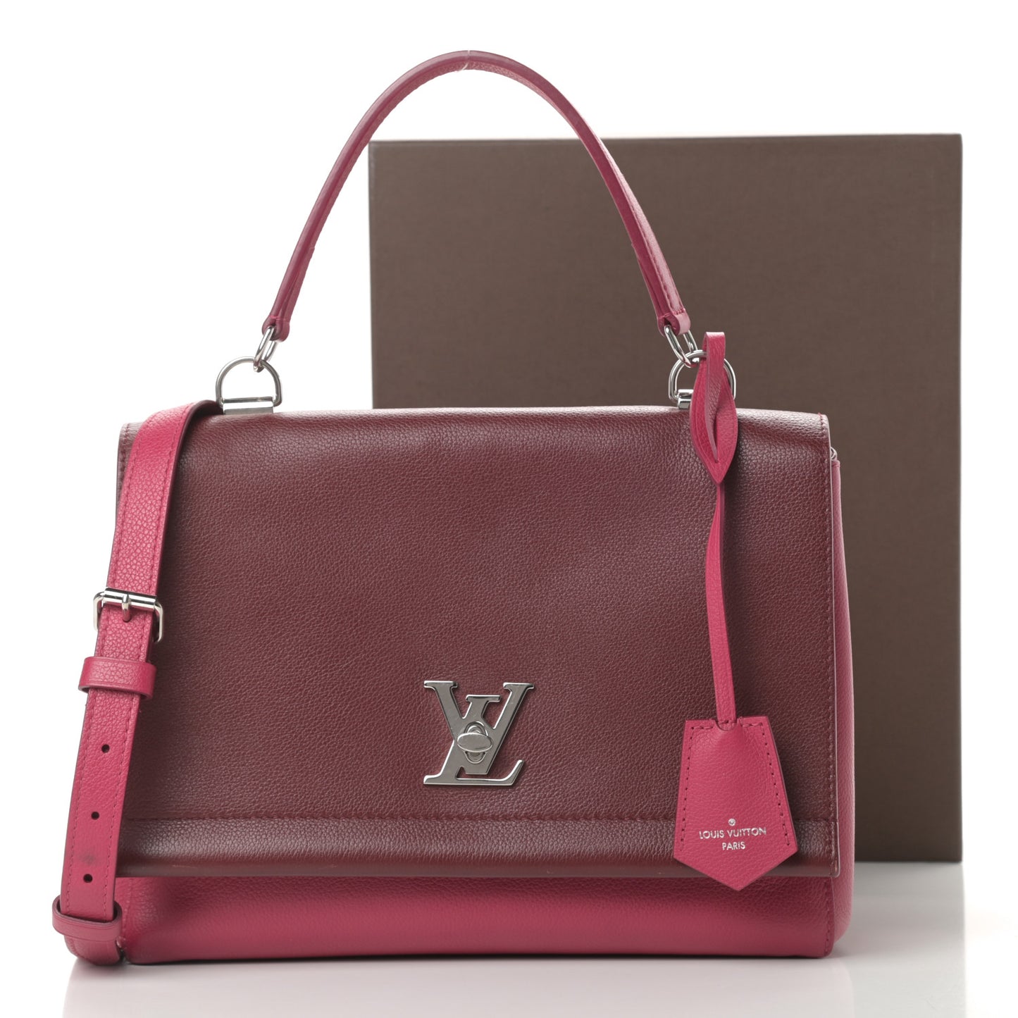 Calfskin Lockme II Top Handle Grenat Dahlia