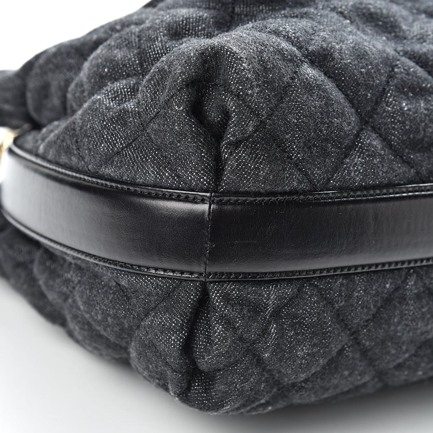 Denim Calfskin Quilted Tote Black