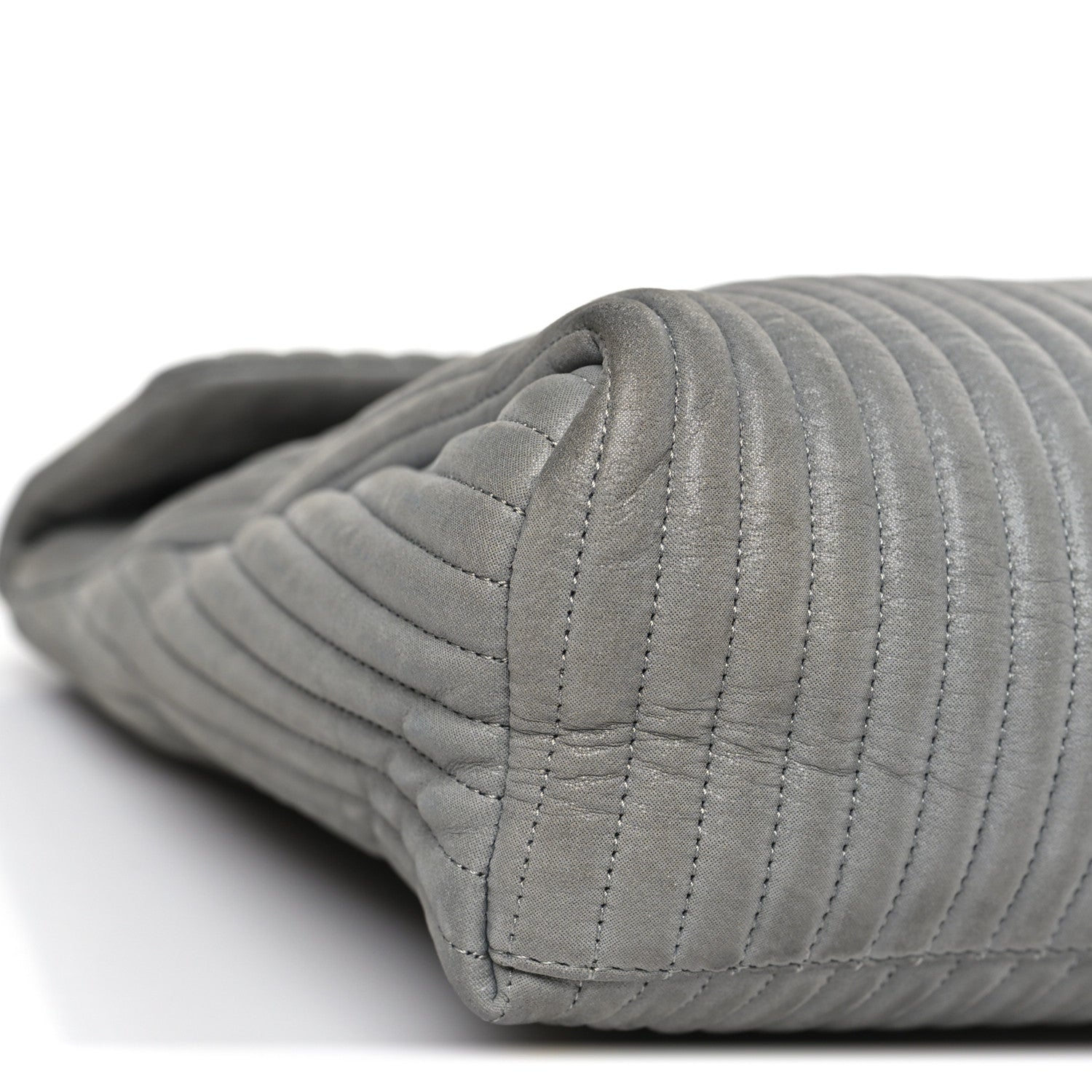 Chanel Iridescent Calfskin Vertical Quilted Mademoiselle Lock Bijoux Flap Shoulder Bag Grey 9 of 11