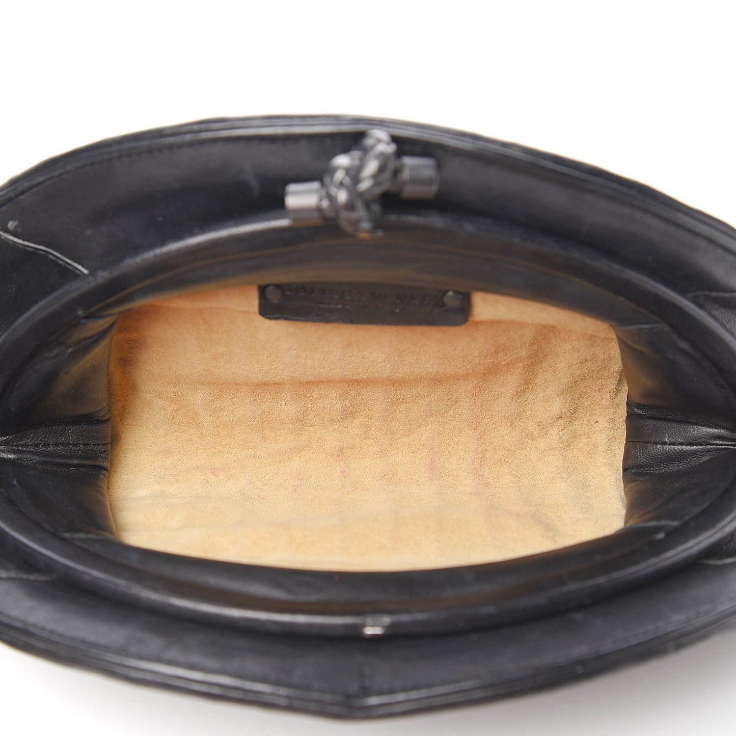 Calfskin Intrecciato Knot Clutch Black