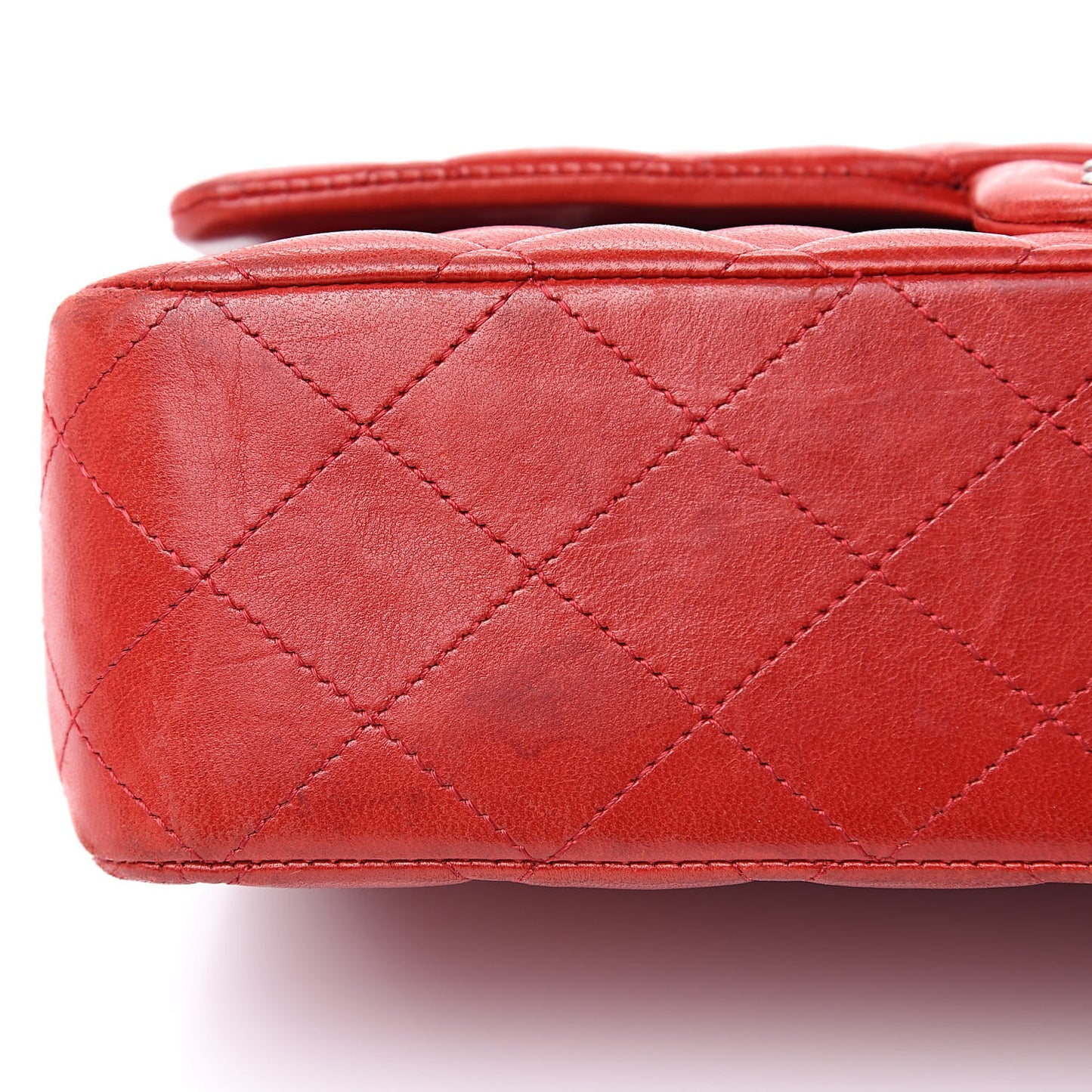 Lambskin Quilted Medium Double Flap Red