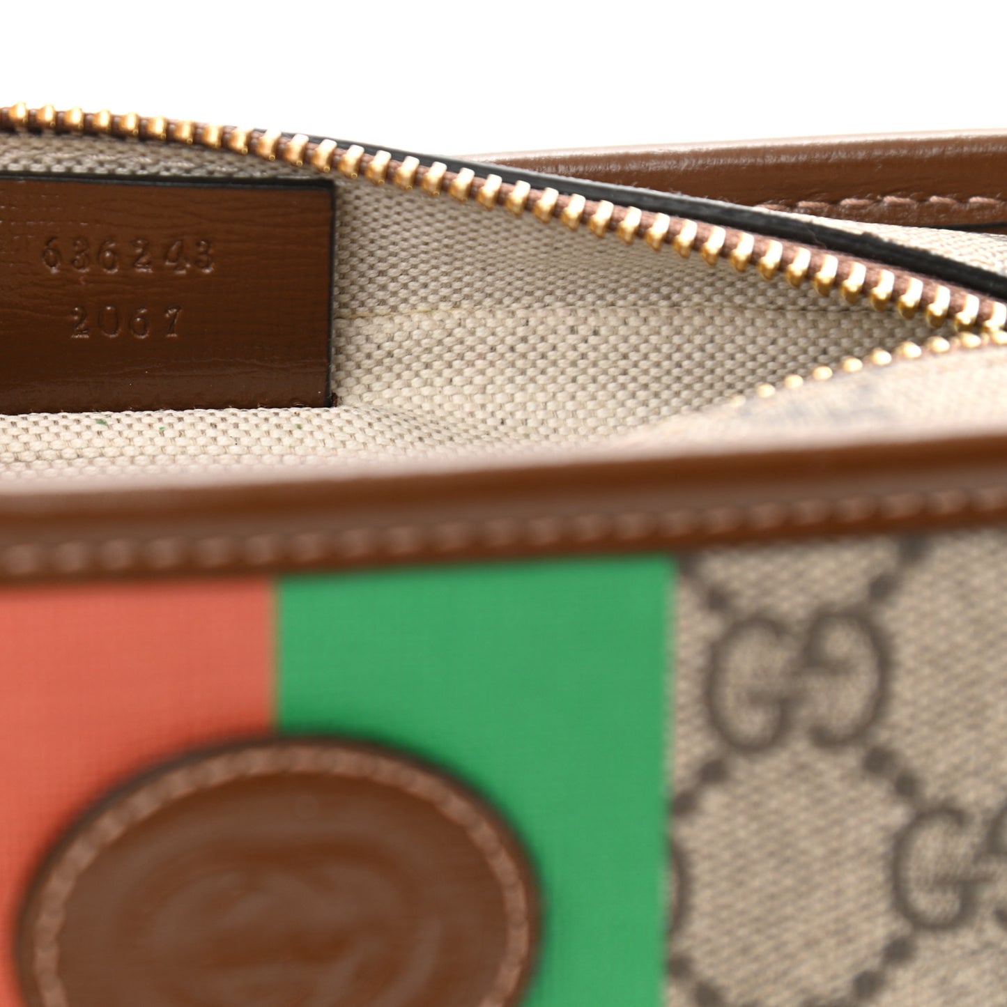 GG Supreme Monogram Azalea Calfskin Fake/Not Retro Interlocking G Cosmetic Case Beige Ebony Brown Sugar