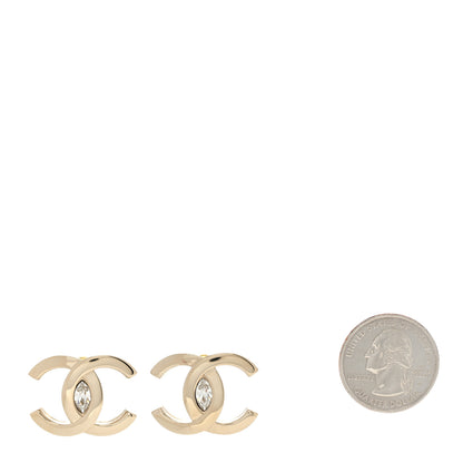 Chanel Crystal CC Large Stud Earrings Gold 2 of 5