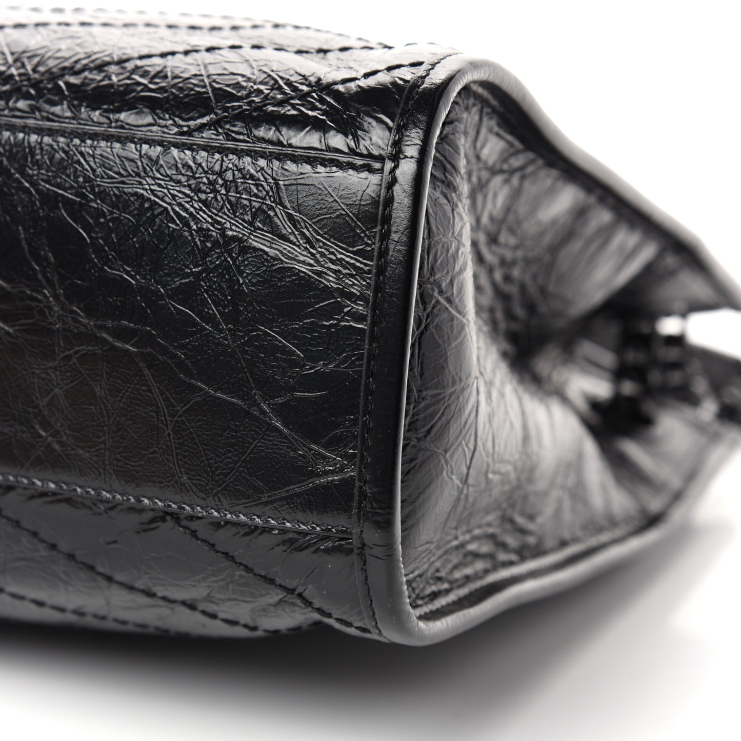 Crinkled Calfskin Matelasse Monogram Medium Niki Shopper Tote Black