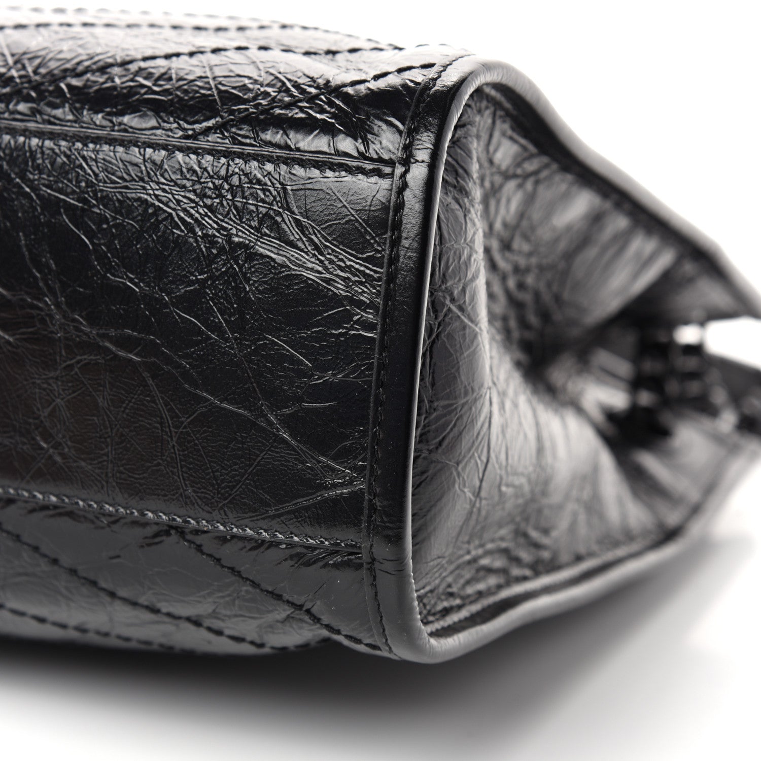 Saint Laurent Crinkled Calfskin Matelasse Monogram Medium Niki Shopper Tote Black 8 of 9