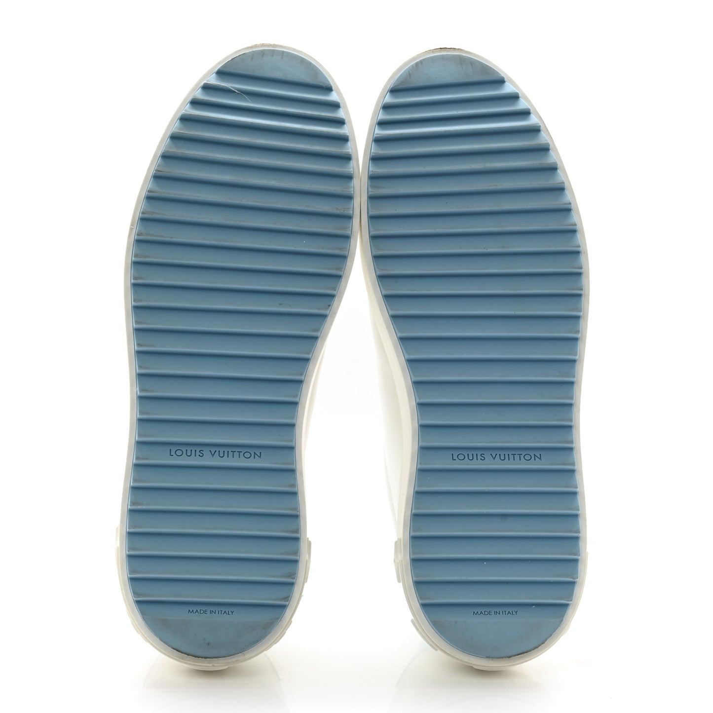 Lambskin Embossed Monogram Time Out Sneakers 38.5 White Blue