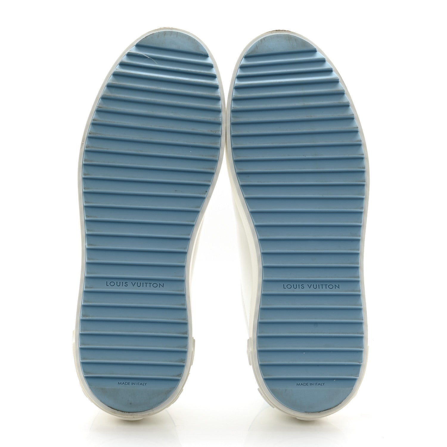 Louis Vuitton Lambskin Embossed Monogram Time Out Sneakers 38.5 White Blue 5 of 10