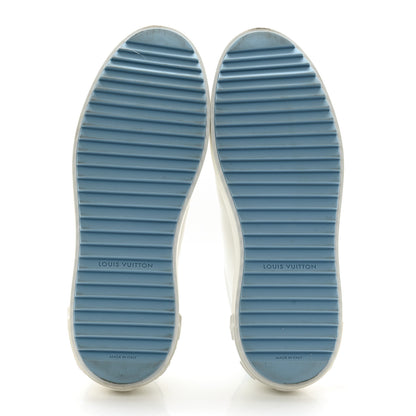 Louis Vuitton Lambskin Embossed Monogram Time Out Sneakers 38.5 White Blue 5 of 10