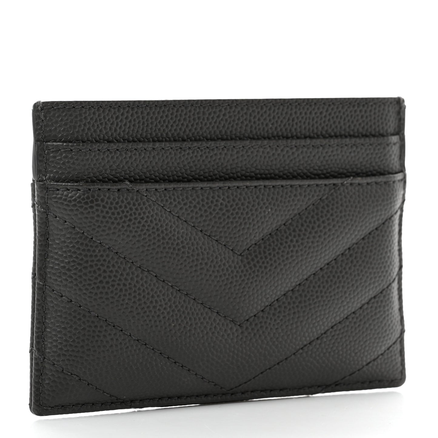 Grain De Poudre Matelasse Chevron Monogram Credit Card Case Coal