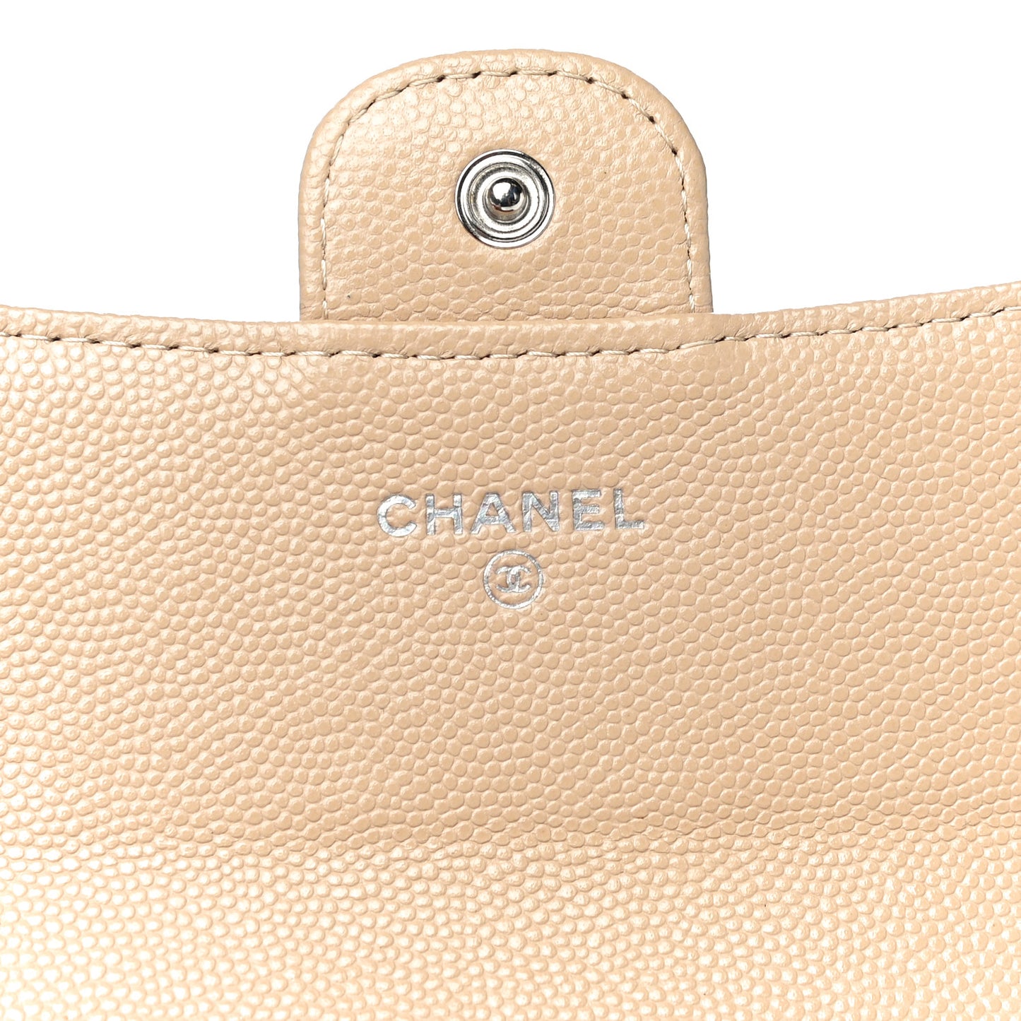 Caviar Quilted Medium Flap Wallet Beige